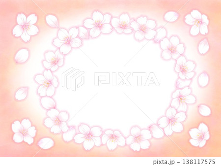 桜の花の素材_楕円_背景赤色系 桜の花の素材_楕円_背景赤色系 138117575