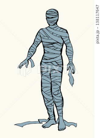 Vector drawing. An old mummy 138117647