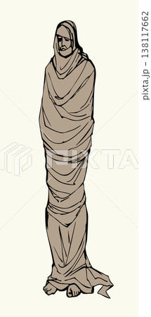 Vector drawing. A resurrected man in shrouds Vector drawing. A resurrected man in shrouds 138117662
