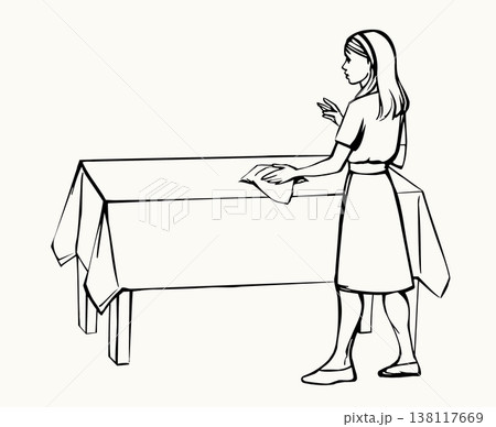 Vector drawing. The servant girl Vector drawing. The servant girl 138117669