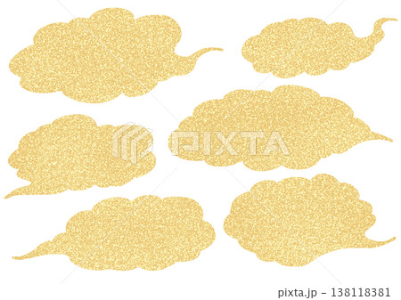 金色のもくもくした和風な雲セット 金色のもくもくした和風な雲セット 138118381