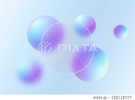 Matte round glass panel with spheres on a blue background. 138118727