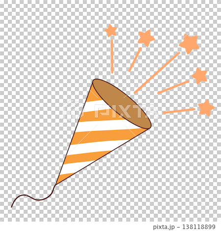 Cute illustration of a celebratory cracker with stars popping out (orange / party / anniversary) Cute illustration of a celebratory cracker with stars popping out (orange / party / anniversary) 138118899