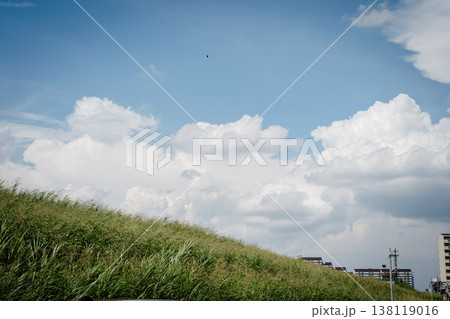 夏の青空と白い雲 夏の青空と白い雲 138119016