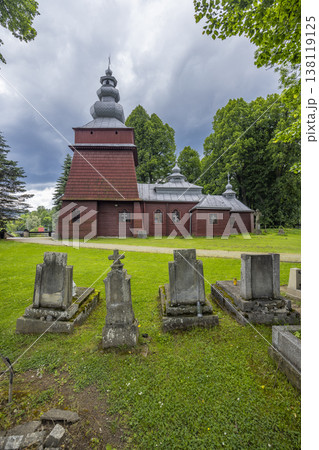 Historic wooden Orthodox church and graveyard in Krynica Zdroj 138119125