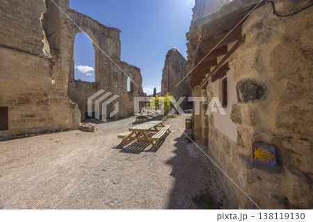 Camino de Santiago scallop shell and San Anton ruins in Castrojeriz 138119130