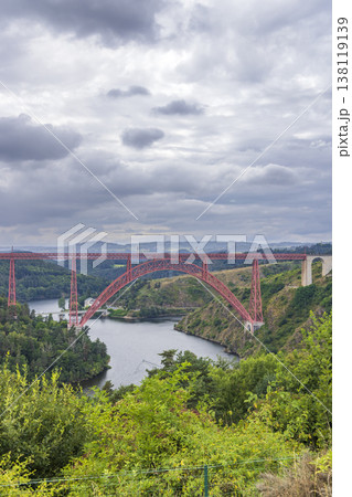 Garabit Viaduct spanning Truyere river in Cantal France Garabit Viaduct spanning Truyere river in Cantal France 138119139