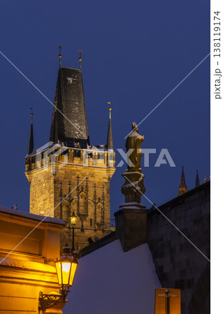 Lesser Town Bridge Tower in winter, Prague Czechia Lesser Town Bridge Tower in winter, Prague Czechia 138119174