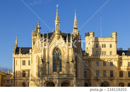 Lednice Chateau architecture showing neo Gothic details 138119203