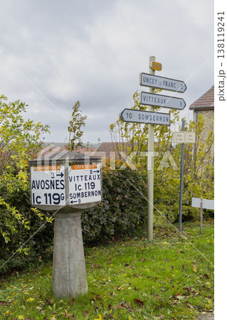 Old Borne Michelin sign showing route directions in Marcellois 138119241