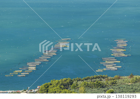Aquaculture fish farms operating in Apulia, Mattinata sea 138119293