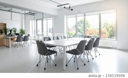 A bright and spacious modern office meeting room A bright and spacious modern office meeting room 138119308