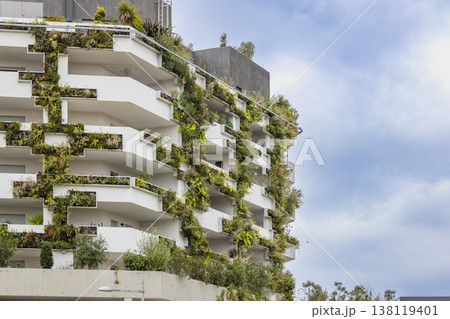 Modern building featuring vertical garden design in Montpellier, France Modern building featuring vertical garden design in Montpellier, France 138119401