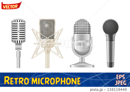 icon set of microphones vector illustration 138119449