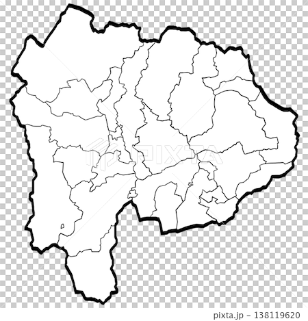 山梨県地図・市町村区分のイラスト (筆タッチ) シンプル 山梨県地図・市町村区分のイラスト (筆タッチ) シンプル 138119620