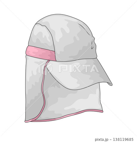 Illustration of Sun Hat with neck flap Illustration of Sun Hat with neck flap 138119685