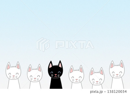 猫キャラポストカード - 白猫・黒猫・ペット 138120034