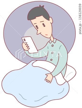 スマホ関連のイラスト - スマートフォン・視聴・睡眠不足・睡眠負債 138120039