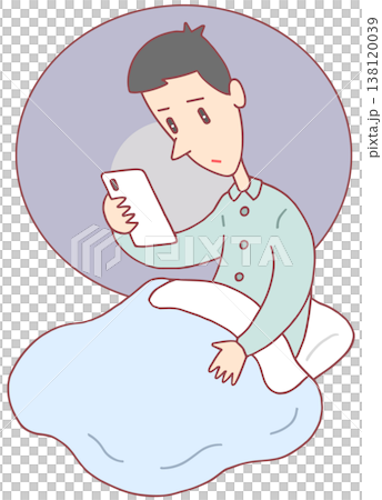 スマホ関連のイラスト - スマートフォン・視聴・睡眠不足・睡眠負債 138120039