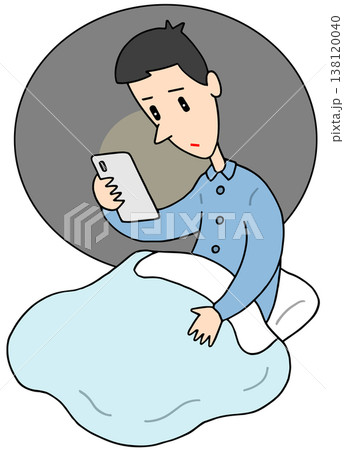 スマホ関連のイラスト - スマートフォン・視聴・睡眠不足・睡眠負債 138120040