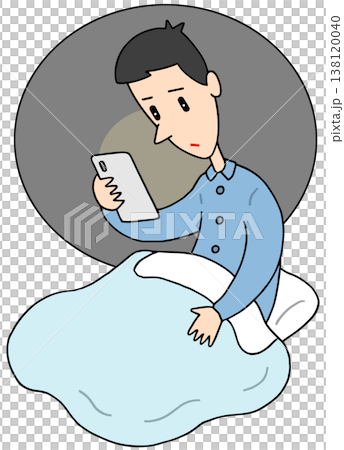 スマホ関連のイラスト - スマートフォン・視聴・睡眠不足・睡眠負債 138120040