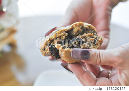 cookie, cooky or chocolate chip cookie or chocolate cookie or soft cookie 138120125