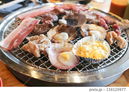 grilled pork and grilled seafod , grilled pork in the oven or Korean barbecue 138120977