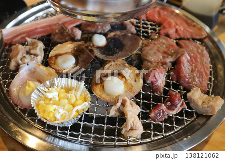 grilled pork and grilled seafod , grilled pork in the oven or Korean barbecue 138121062