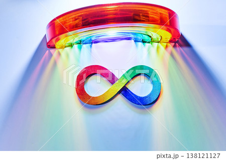 Neurodiversity infinity symbol with rainbow spectrum light. Autism awareness, Neurodiversity infinity symbol with rainbow spectrum light. Autism awareness, 138121127