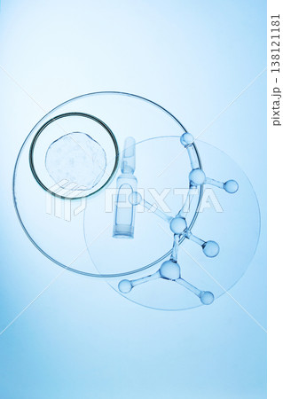 Abstract cosmetic lab. Scientific research investigating molecular structures and biotechnology in laboratory 138121181