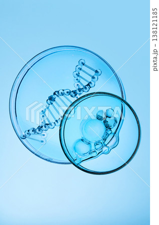 Abstract cosmetic lab. Dna helix in petri dish for genetic research Abstract cosmetic lab. Dna helix in petri dish for genetic research 138121185