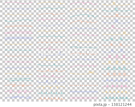 手繪線條向量插圖集。手繪、裝飾、塗鴉、線條藝術、心形 138121244