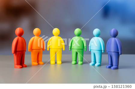Figures of people in LGBT colors. The LGBT community. Diversity and inclusion concept supports equality. Social acceptance and human rights movements promote identity, freedom, and representation 138121360