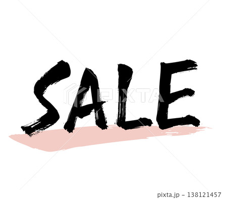 筆文字の「SALE」墨書きのシンプルな和風デザイン、白背景のベクター素材 筆文字の「SALE」墨書きのシンプルな和風デザイン、白背景のベクター素材 138121457