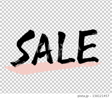 筆文字の「SALE」墨書きのシンプルな和風デザイン、白背景のベクター素材 筆文字の「SALE」墨書きのシンプルな和風デザイン、白背景のベクター素材 138121457