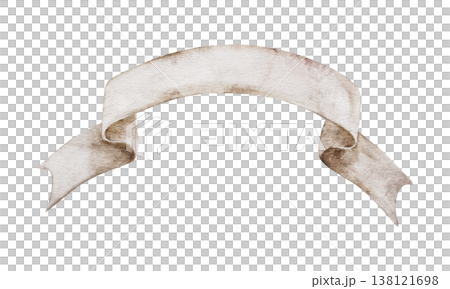 Wide scroll banner hand drawn in watercolor. Elegant beige ribbon. Perfect for Birthday, Christmas card, invitation poster and other seasonal project. Transparent background Wide scroll banner hand drawn in watercolor. Elegant beige ribbon. Perfect for Birthday, Christmas card, invitation poster and other seasonal project. Transparent background 138121698