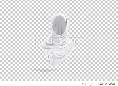 Blank white woman muslim hijab mockup png, transparent background, 3d rendering. Empty female religion headgear mock up cut out. Clear shayla or khimar headscarf for traditional apparel template. Blank white woman muslim hijab mockup png, transparent background, 3d rendering. Empty female religion headgear mock up cut out. Clear shayla or khimar headscarf for traditional apparel template. 138121858