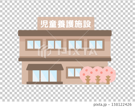 Children's welfare facility building, cherry blossoms, illustration Children's welfare facility building, cherry blossoms, illustration 138122426