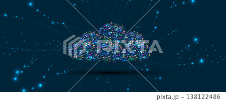 Cloud concept technology flat style background and network security Cloud concept technology flat style background and network security 138122486
