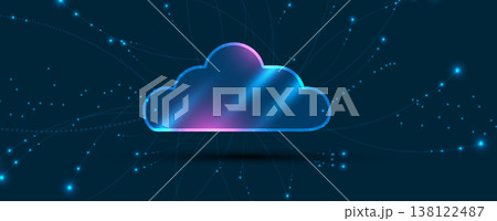 Cloud concept technology flat style background and network security 138122487