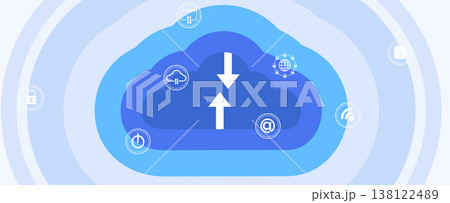 Cloud concept technology flat style background and network security 138122489