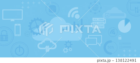 Cloud concept technology flat style background and network security Cloud concept technology flat style background and network security 138122491