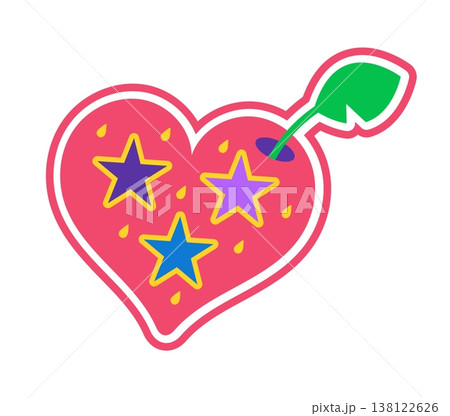 Retro Y2K groovy heart berry sticker or funky patch. Retro 90s vector label, funky 2000s patch. Y2K cool sticker or vintage nostalgic tag with strawberry heart shape berry and stars Retro Y2K groovy heart berry sticker or funky patch. Retro 90s vector label, funky 2000s patch. Y2K cool sticker or vintage nostalgic tag with strawberry heart shape berry and stars 138122626