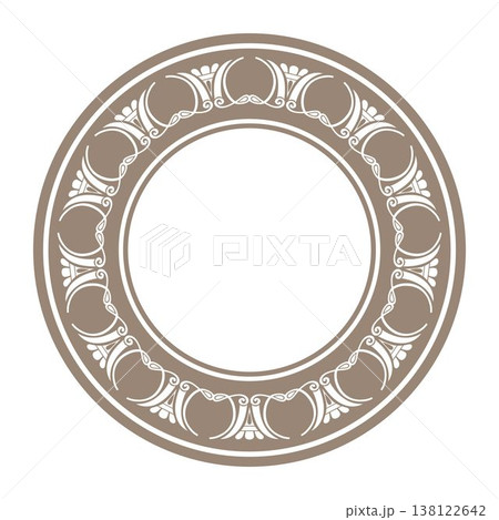 Round Vector Greek style seamless ornament. Vintage round frame. Greek floral meander, palmette. Endless European pattern border. Border Ancient Greece, Roman Empire. For embroidery, plate, porcelain 138122642