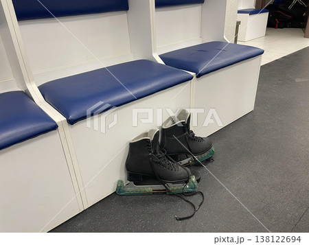 skates in the locker room 138122694