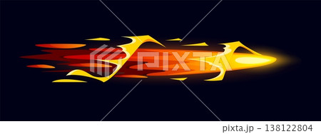 Cartoon game gun effect, magic power, wizard glow vfx light or magical ui animation. Vector red and yellow blaze with glowing sparks, isolated spell, fireball flash or light trail for fantasy games Cartoon game gun effect, magic power, wizard glow vfx light or magical ui animation. Vector red and yellow blaze with glowing sparks, isolated spell, fireball flash or light trail for fantasy games 138122804