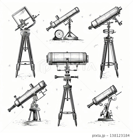 Vintage Telescopes Collection Astronomical Instruments for Scientific Exploration and Discovery 138123184