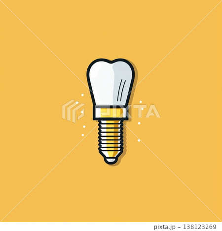 Modern Dental Implant Icon Isolated on Yellow Background. Creative Dental Care Concept 138123269
