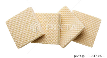 Square wafers cut out on a white. Top view 138123929