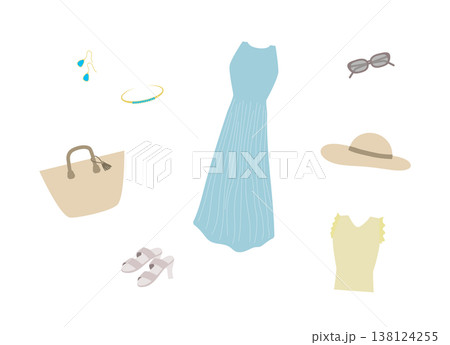 夏のファッションアイテムのイラストセット 138124255